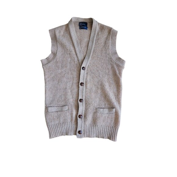JC Penny's The Men's Shop Camel Button Up Sweater Vest Wool Blend Medium - Picture 1 of 5